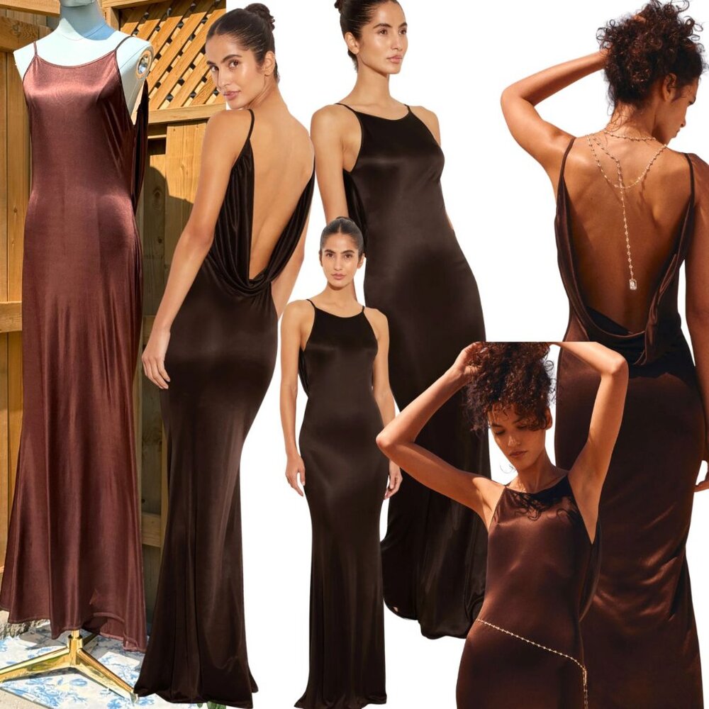 🆕 RAT & BOA 🧿 NWOT Deia Slinky Little Brown Jersey Dress, Sz M US 6